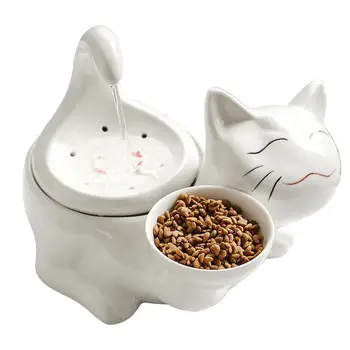 

Upgraded Multi-functional Ceramic Pet Cat Water Feeder Drinking Fountain Bowl With Replacement Filters And Foam For Cat And Dogs