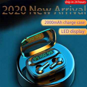 

2000mAh Bluetooth Earphone Wireless Headphones LED TWS with Microphone Earphones Waterproof Noise Cancel Headset Earbuds