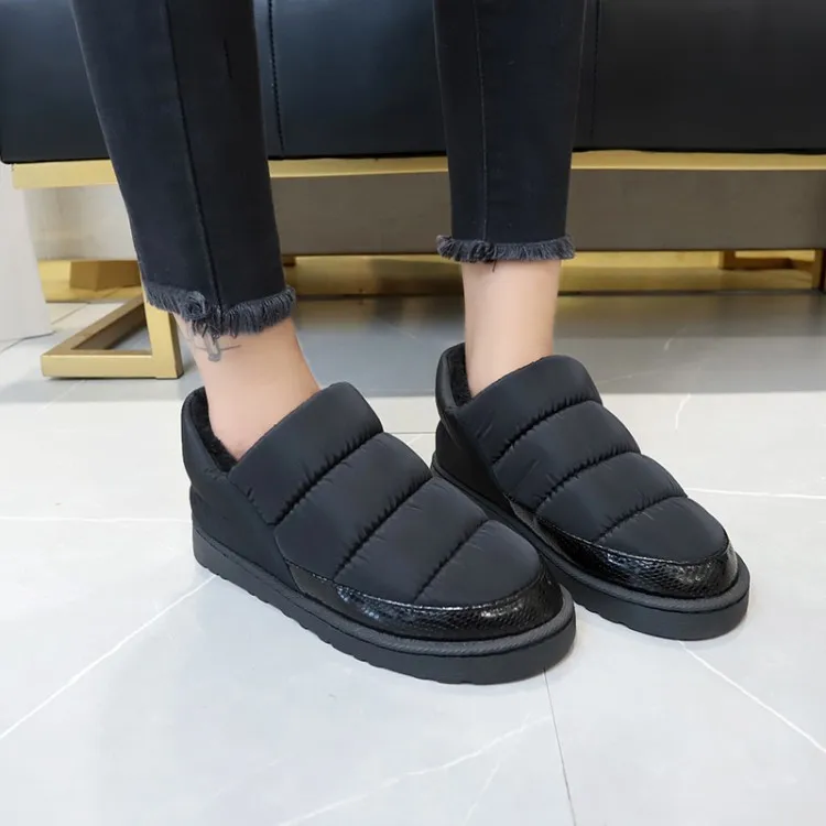 Женские зимние ботинки; botas femininas; теплые водонепроницаемые плюшевые ботильоны на плоской подошве; женская теплая обувь из хлопка