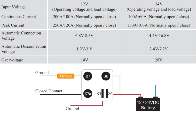 Relè 12V 250A A 5 Pin - Per Auto, Moto E Camion, Interruttore Di Controllo Batteria, Con Schema Di Cablaggio - Foto 11