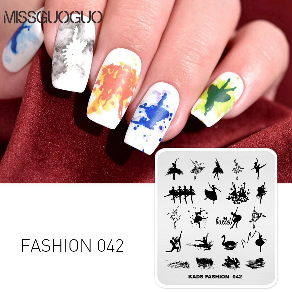 Missguoguo Nail Art штамповка шаблона танцор леди и Лебедь дизайн изображения пластины для ногтей трафарет для штампы ногтей инструмент