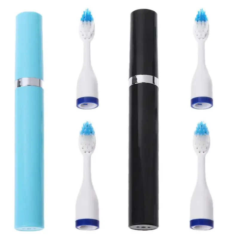 

1set Sonic Electric Toothbrush Adult Automatic Soft-bristled Portable Dry Battery Power With Three Heads for Sonic