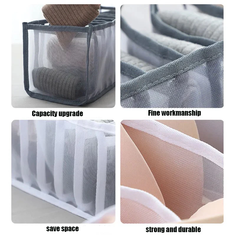 Underwear Storage Organizer for Clothes Separated Socks Shorts Bra Storage Boxs Dormitory Closet Organizer Drawer Washable