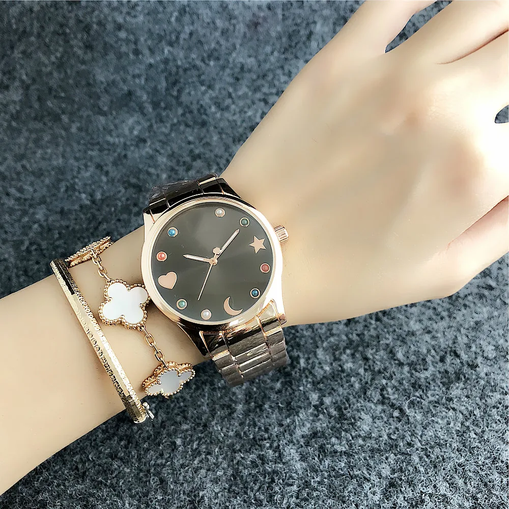 

Women Watches Fashion Bear Watch 2019 Designer Moon Star Gem ornament Ladies Watch Luxury Diamond Quartz Gold Wrist Watch