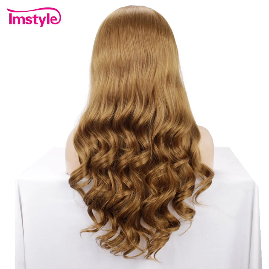 Imstyle, блонд, золотой, волнистый синтетический парик на кружеве, жаропрочные волокна, натуральные волосы, Расставание, парики для женщин, косплей