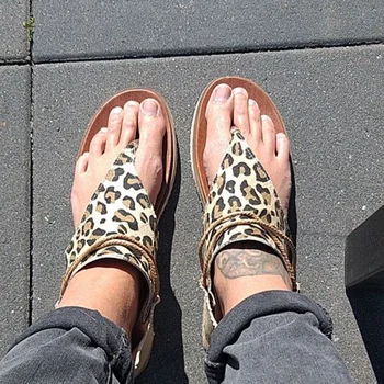 

Women Sandals Summer 2020 Leopard Flip Flops Gladiator Comfortable Woman Zip Female Beach Shoes Casual Footwear Plus Size 35-43