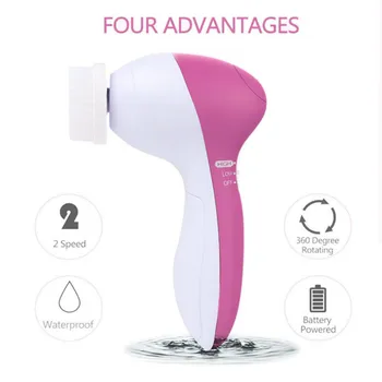 

Electric Face Cleaners Facial Cleansing Brush Pore Ceaner Skin Deep Cleaning Spin Brush 5 Heads Face Facial Beauty Massage Brush