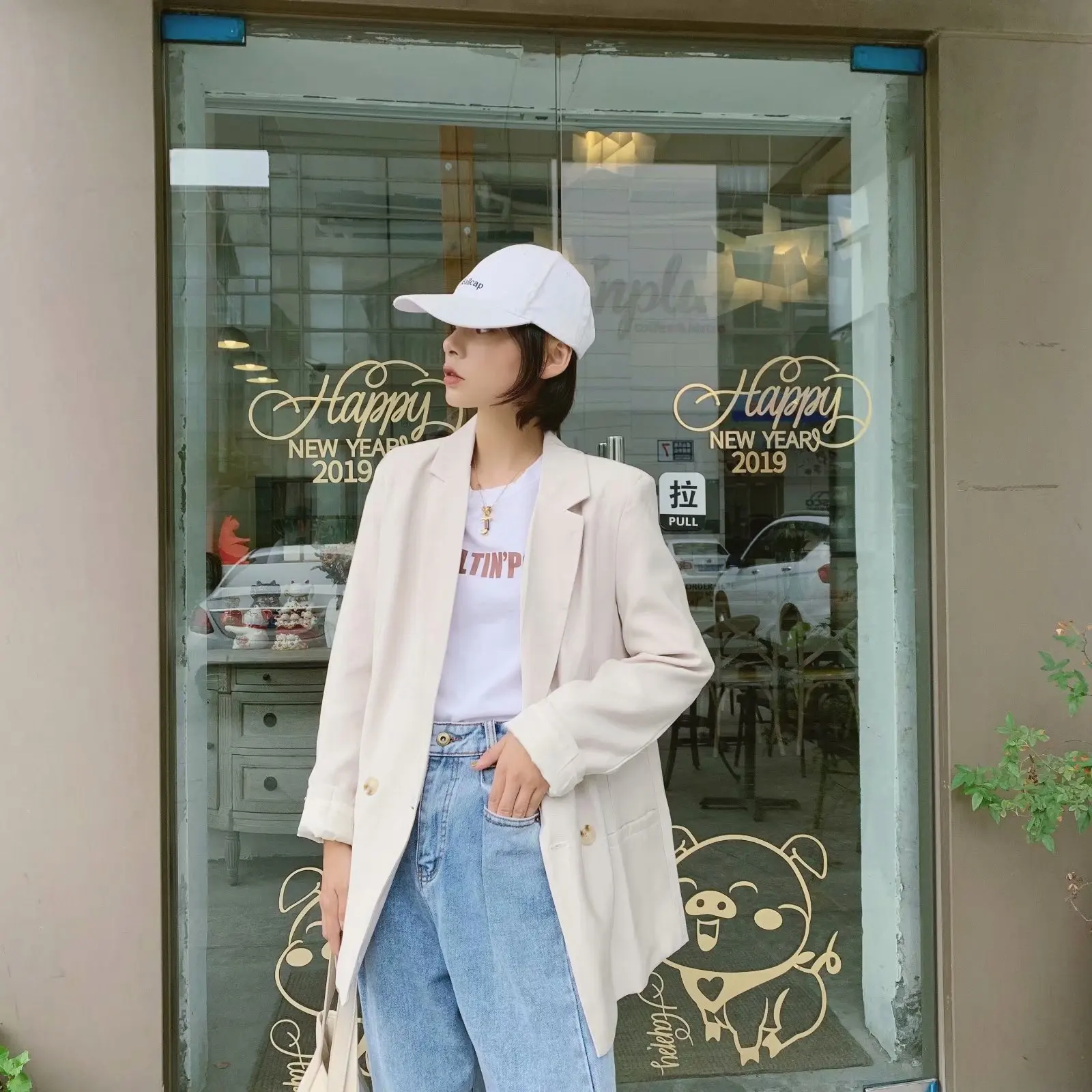 

Summer New Style Europe And America WOMEN'S Dress-Style Solid Color Double Breasted Loose-Fit Leisure Suit Coat W1353