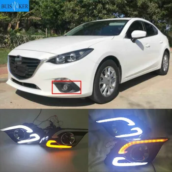 

2Pcs DRL For Mazda 3 Mazda3 Axela 2014 2015 2016 LED Daytime Running Lights Daylight Fog lamp with turn signal light