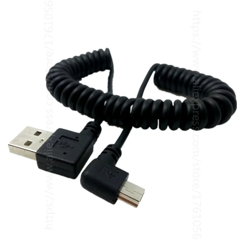 USB 2,0 под прямым углом 90 градусов штекер под прямым углом Mini B 5p Мужской пружинный кабель для MP3 HDD