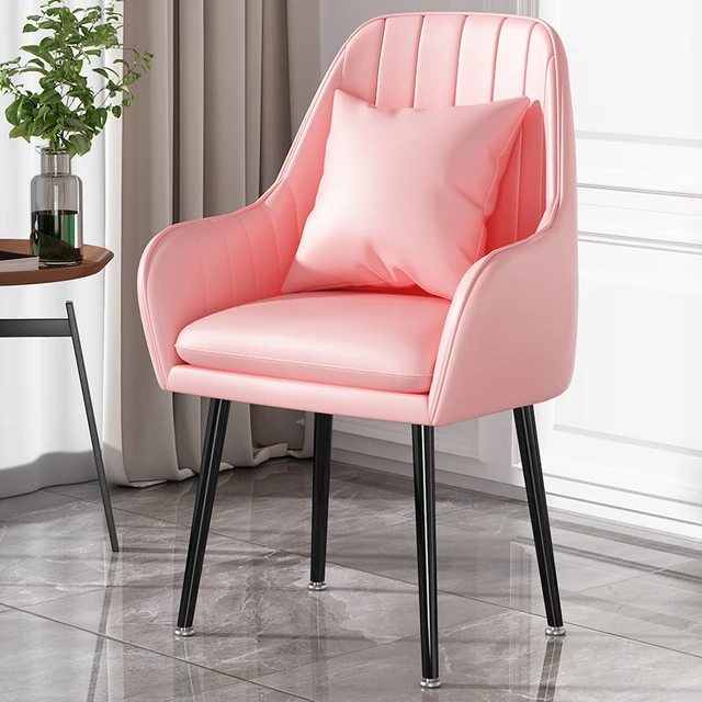 PU Leather Dinning Chair Nordic Style Furniture Black Golden Foot Makeup Armchairs For Bedroom Decoration Chairs Kitchen Chair As Picture