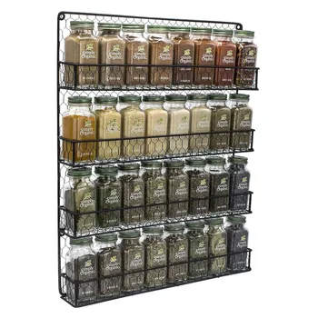 

4 Tier Sorbus Spice Rack Organizer Country Rustic Chicken Herb Holder, Wall Mounted Storage Rack, Great for Storing Spices