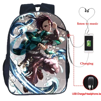 

Anime Demon Slayer School Backpacks Boys Girls Kimetsu No Yaiba School Bag for Children Bookbag Usb Charging Knapsack Bags