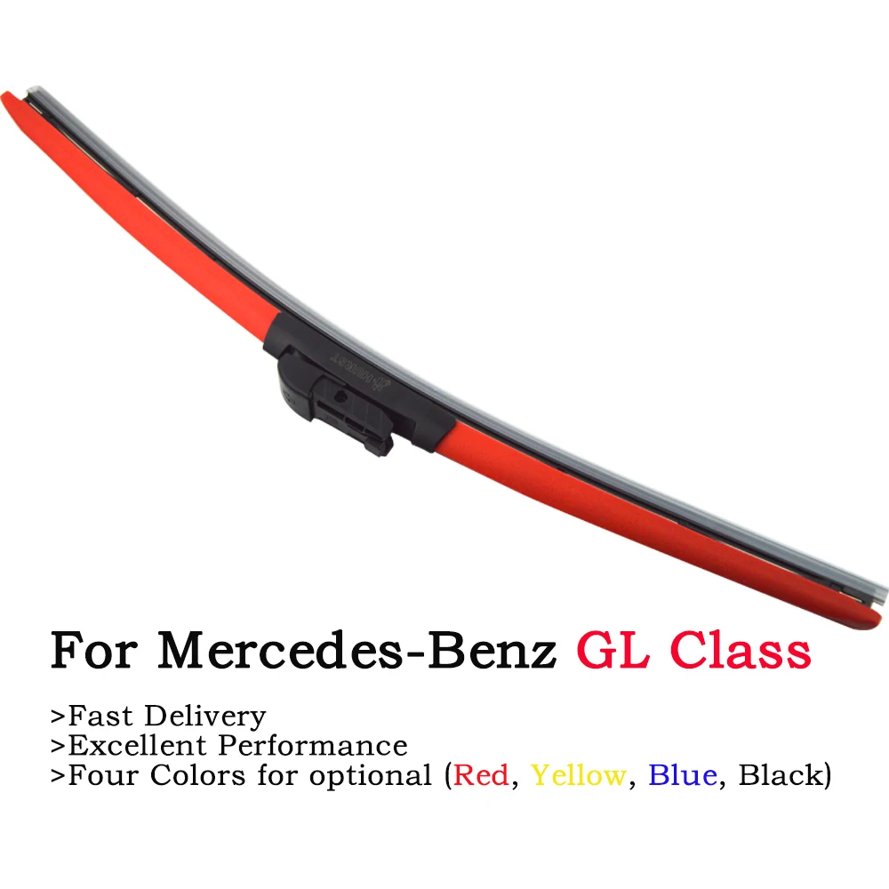 

2Pcs Red Yellow Blue Boneless Car Wiper Blades For Mercedes Benz GL Class X164 X166 320 350 450 500 550 63AMG Models Hybrid Wipe
