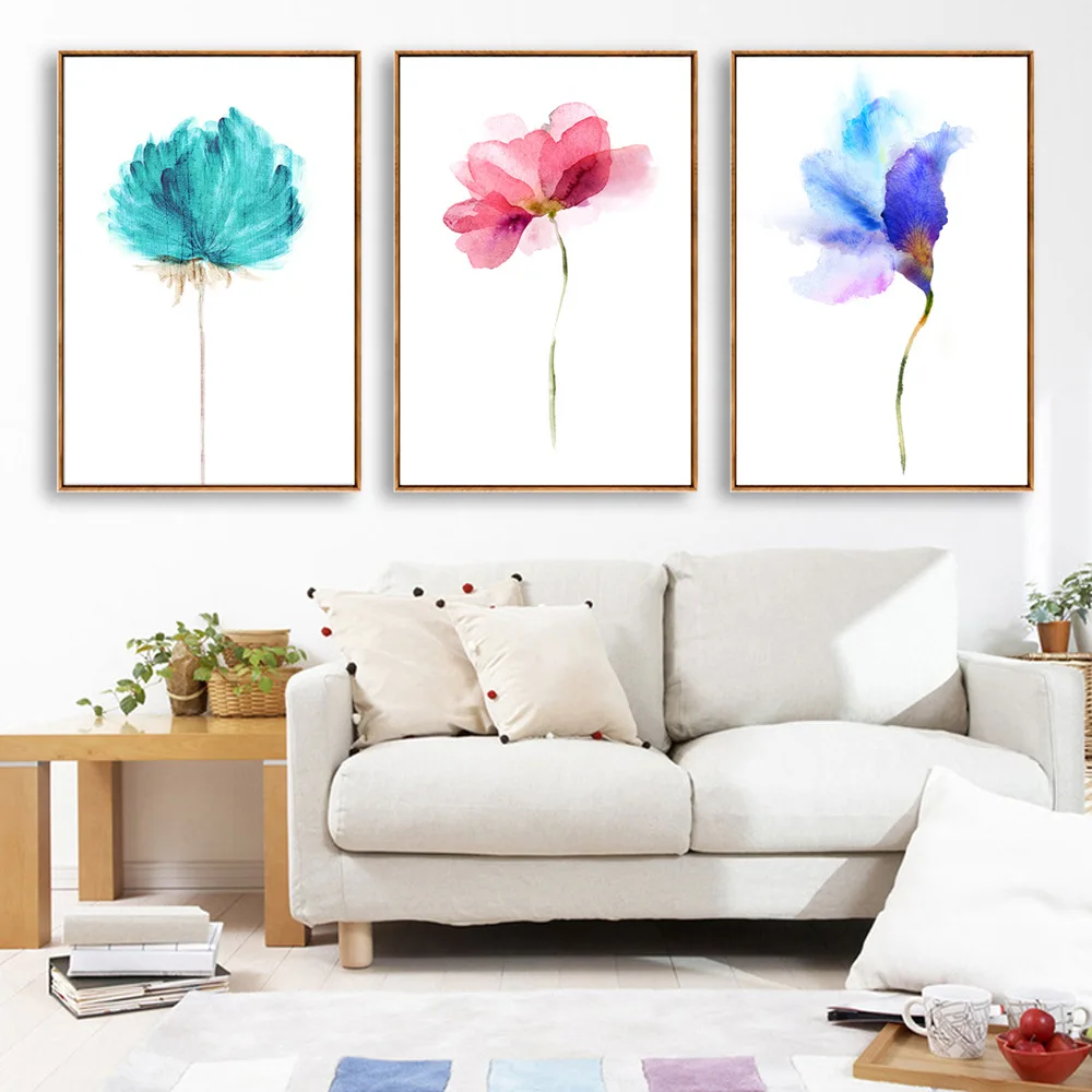 

Manufacturers Wholesale Spray-print Scandinavian Minimalist Watercolor Flower Decorative Painting Living Room Restaurant Corrido
