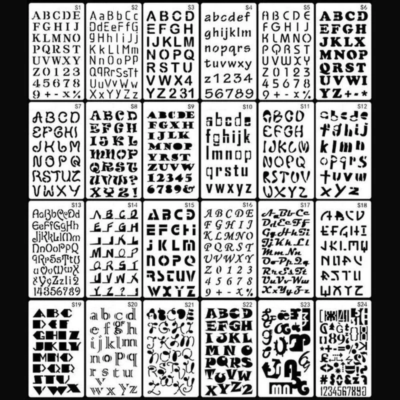 HELYZQ 32pcs/Set Letter Number Symbol Layering Stencils Template Painting Scrapbooking HELYZQ 32pcs/Set Letter Number Symbol Layering Stencils Template Painting Scrapbooking