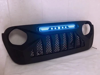 

Front Bumper Grille Grill For JEEP Wrangler JL With Blue LED Light 2018 2019
