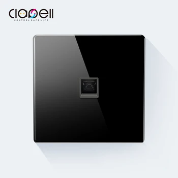 

Telephone socket BLACK crystal glass panel 86mm*86mm wall 86 type Tel interface power socket