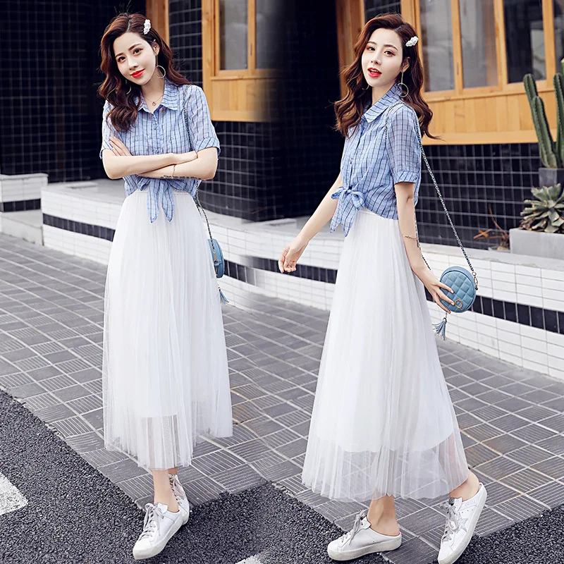 

Dress Mantle Two-Piece Set WOMEN'S Dress 2019 Summer New Style Mesh Dress Two-Piece Set WOMEN'S Suit Skirt