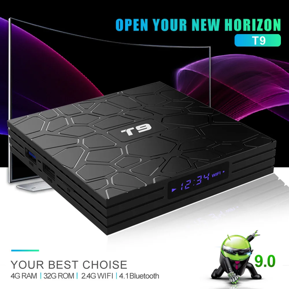 Smart TV Box Android 9.0 RK3318 4GB RAM 64GB ROM QuadCore 4K Set Top Box 2.4G/5G Dual WIFI Media Pl