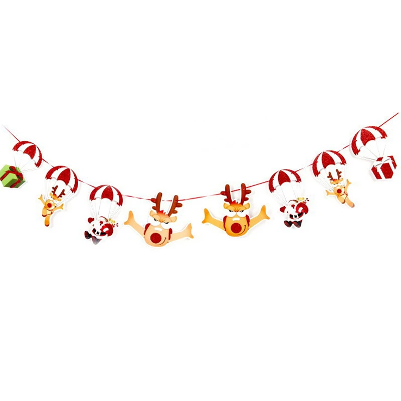 Счастливого Рождества Висячие флажки баннеры Рождественская елка Санта Снеговик бумажные баннеры, флажки гирлянда торговый центр новогодние вечерние украшения для дома - Цвет: style 4