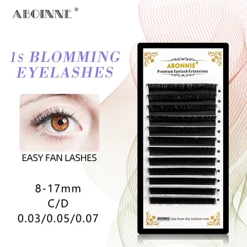 

Abonnie 1s Blooming Easy Fan Lashes Individual Eyelash Extensions Volume Fan False Lashes Beauty Makeup Cilios 8-17mm C/D Black