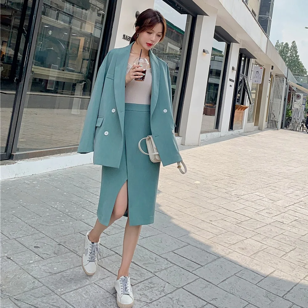 

Photo Shoot Fashionable Set 2019 Autumn New Style WOMEN'S Dress Retro CHIC-Style Suit Jacket + Skirt Two-Piece Set
