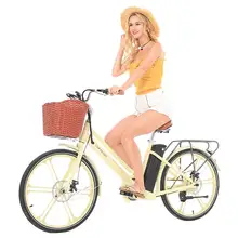 24 дюймовый Электрический велосипед два колеса электрические велосипеды белый/желтый е-байка 36В 80 км город женский Портативный умного электрического велосипеда