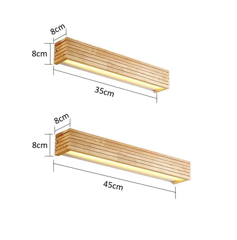 Modern Japanese Style Wall Lamps Led Wooden Lights Bedroom Bedside Lamp Bathroom Mirror Wall Sconce Home Light Fixtures