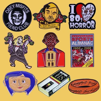 

SP062 Wholesale 10pcs/lot Coraline Horror Pins Metal Enamel Pins and Brooches for Lapel Pin Backpack Bags Badge Halloween Gifts