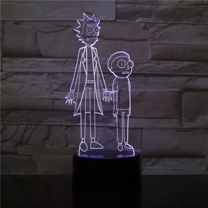 Рик и Морти 3D светодиодный ночной Светильник для детей Спальня декоративный светильник детские игрушки 16 Цвет раздевалка офисный Декор Светильник