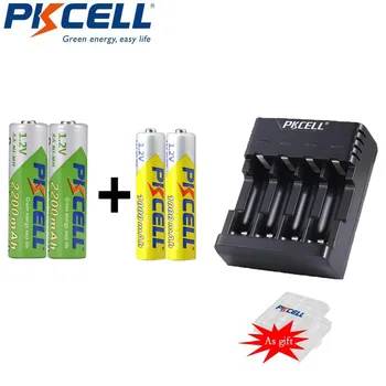 

NIMH 1.2V PKCELL 2/4Pcs AA 2200mah/ AAA 1000mah Rechargeable Battery With 1-4Slots NIMH/NICD Charger And Battery Box As Gift