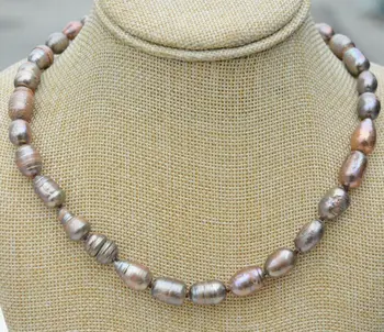 

New 10-11MM CHAMPAGNE NATURAL TAHITIAN PEARL NECKLACE 18" magnetic Clasp
