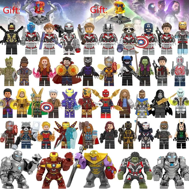 

41Pcs/lot Super Heroes Building Blocks lEGOED Marvel Avengers 4 Scarlet Witch Winter Soldier Mantis Pepper Wasp Falcon Vision