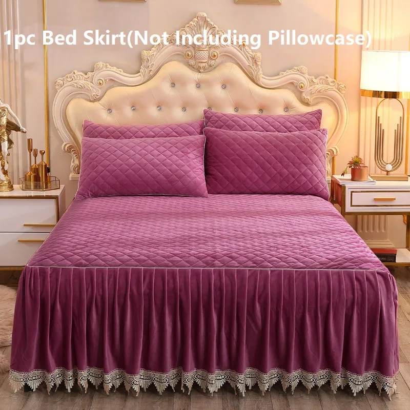Luxury Satin Silky Bed Skirt /Pillowcase Dust Ruffle Elegant Bed Sheet Bedspread 