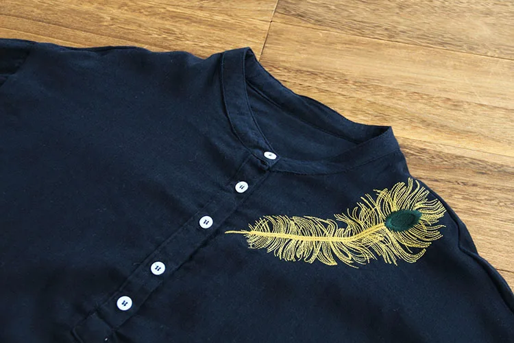 Женская хлопковая рубашка осенне-Весенняя белая рубашка с длинными рукавами и вышивкой и круглым вырезом Mori Girl Повседневные свободные женские топы YoYiKamomo