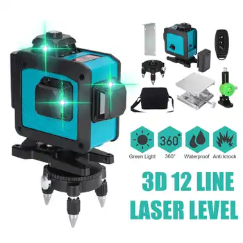 

110~220V Laser Level 12 Lines 3D Level Self-Leveling 360 Horizontal And Vertical Cross Super Powerful Green Laser Level