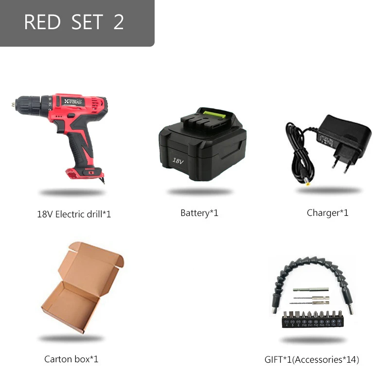 Electric Screwdriver Cordless 18V Mini Portable Electric Drill Lithium Battery Operated Rechargeable Power Tools HOME DIY - Цвет: PTS-022-SET2