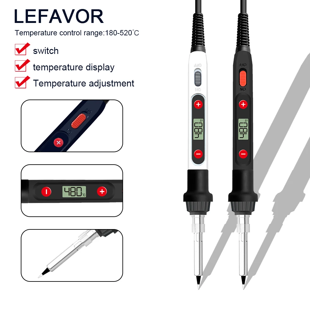 Soldering Iron 60W/80W Adjustable Temperature Electric Solder Iron Rework Station Mini Handle Heat Pencil Welding Repair Tools 60w 80w electric soldering iron temperature adjustable 220v 110v welding solder iron rework station soldering iron tips kit tool