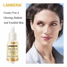 Сыворотка для лица LANBENA 24k Gold быстро проникает в кожу и активирует клетки, восстанавливает кожу, предотвращая уменьшение морщин тонкой линии...