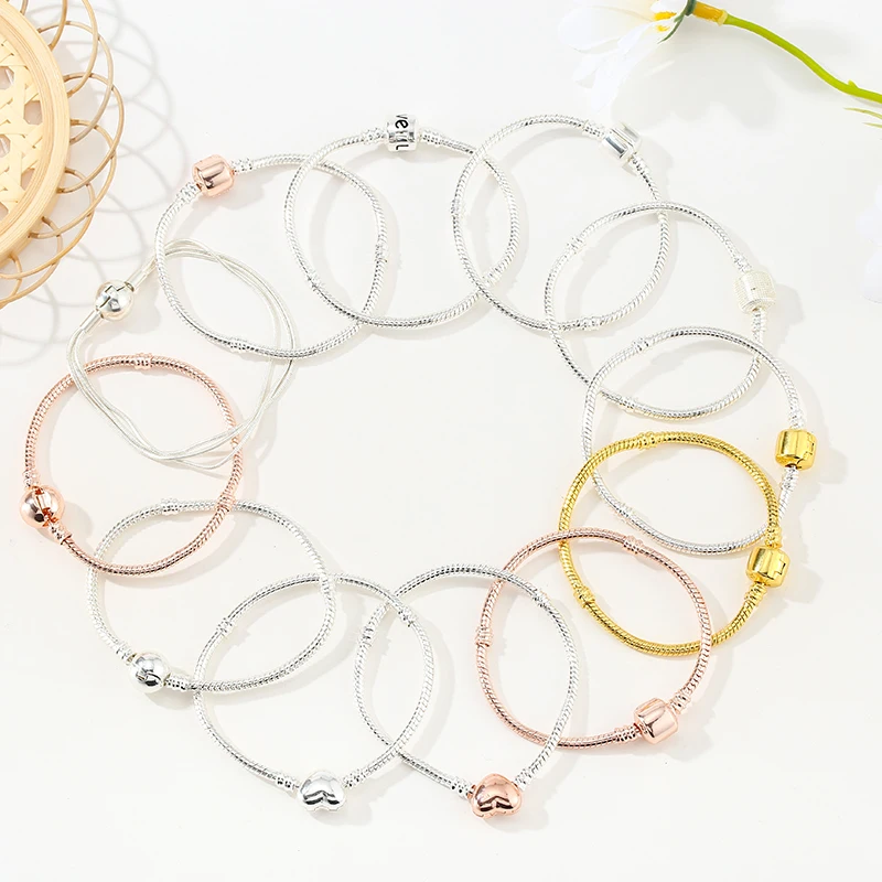 Charm Bracelets European Style Snake Chain DIY For Women Jewelry BAOPON Vintage Silver Plated bracelet jewelry