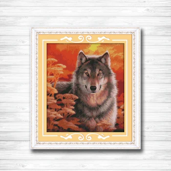 

Autumn wolf Pattern printed on the canvas DMC 11CT 14CT Cross Stitch kits needlework Sets full for embroidery animal Home Decor