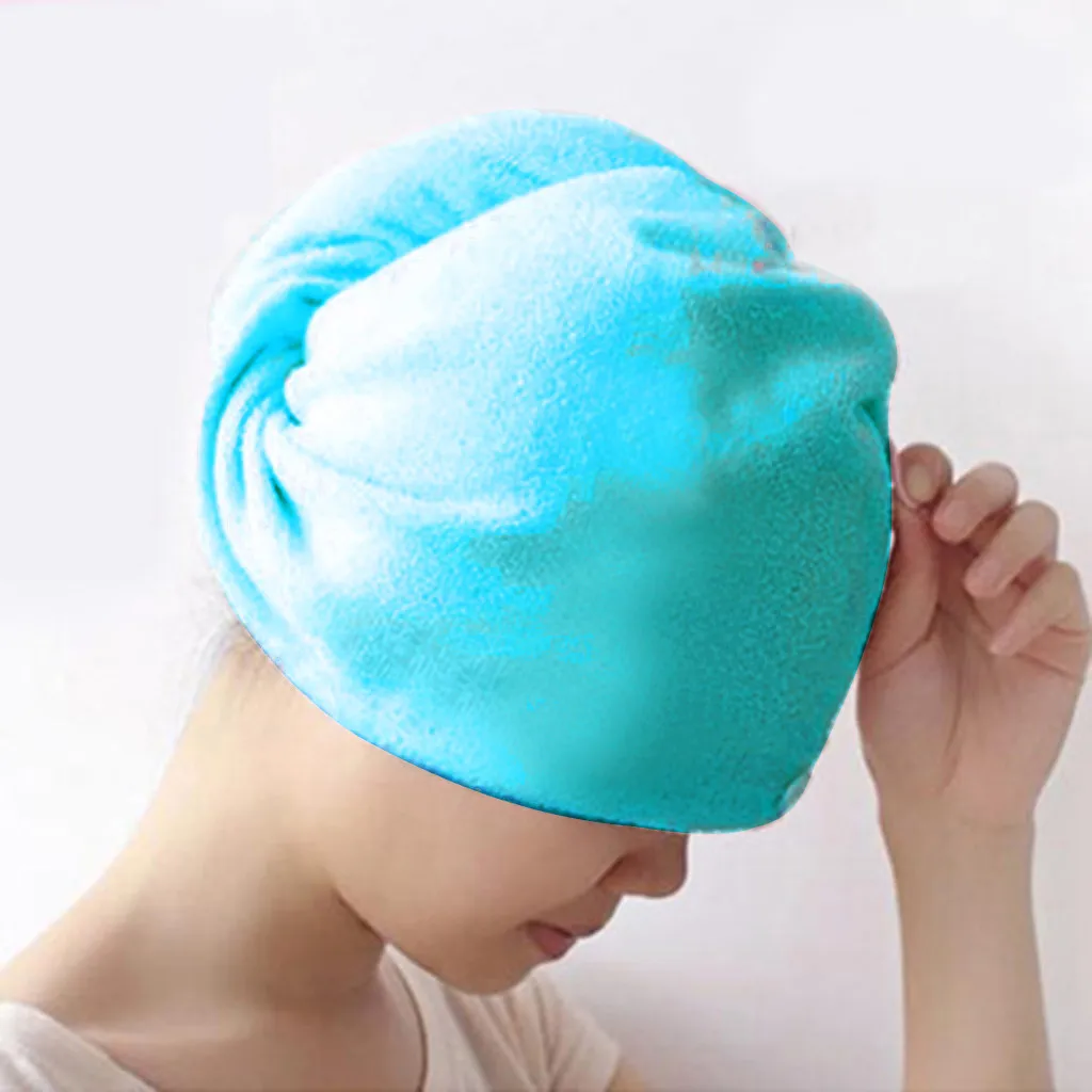 5 Minutes Rapided Dry Hair Cap Quick Drying Lady Towel Superfine Fiber Bath Head Wrap Hat Wrapped Towel Bathing Cap 2 Pack