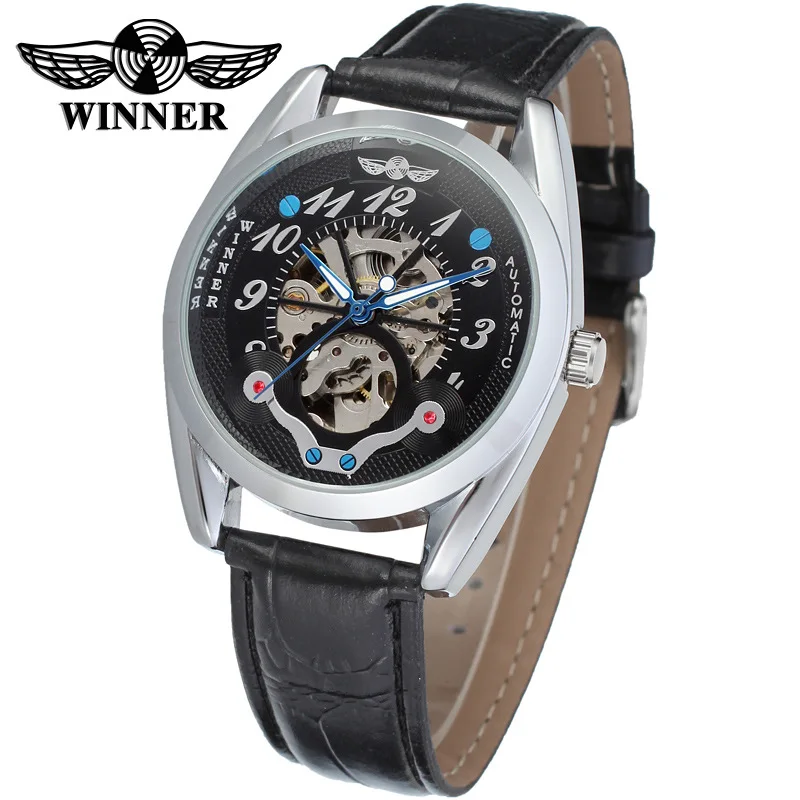 

Winner Genuine Product Fully Hollow out Men Fully Automatic Analog Watch Men's Automatic Analog Watch Leather Belt