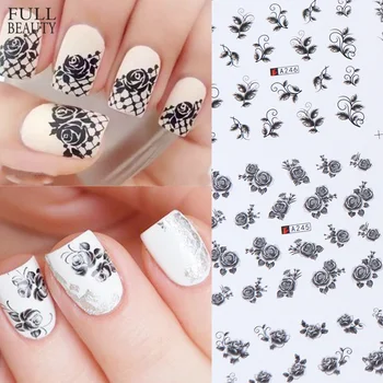 

12pcs Nail Sticker Flower Rose Nail Art Water Transfer Decals Floral Tattoos Sliders Leaf Adhesive DIY Manicure CHA241-252