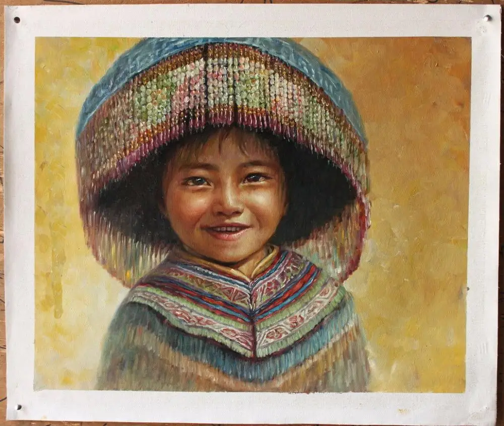 The perfect hand-painted on canvas by the old painter:Lovely Oriental Miao Girls Oil Painting | Дом и сад