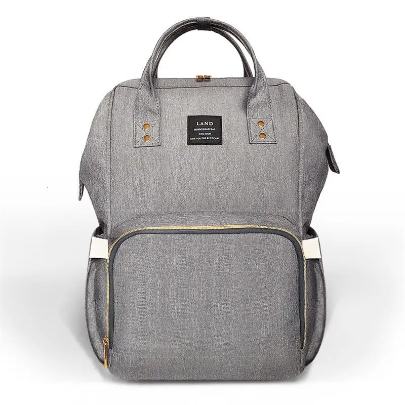 Linen gray LAND новая детская сумка для подгузников, модная сумка для мамы, подгузник для беременных, Большая вместительная детская сумка, рюкзак для путешествий, дизайнерская сумка для кормления - Цвет: Linen gray