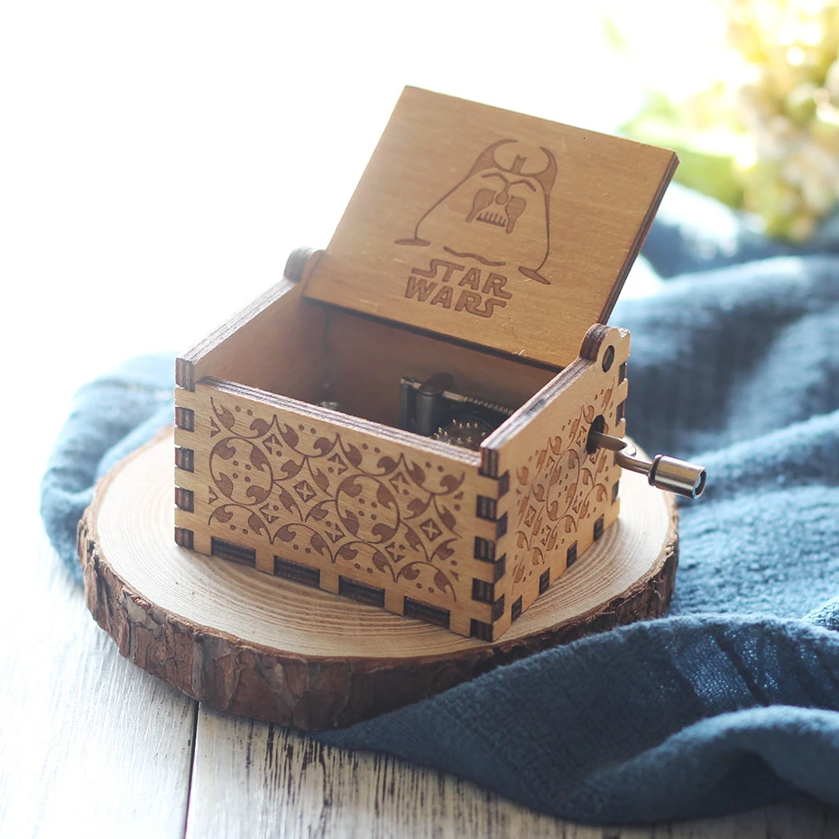 Star War Антикварная резная деревянная музыкальная шкатулка, подарок на Рождество, день рождения, вечерние украшения, украшения - Цвет: Star War