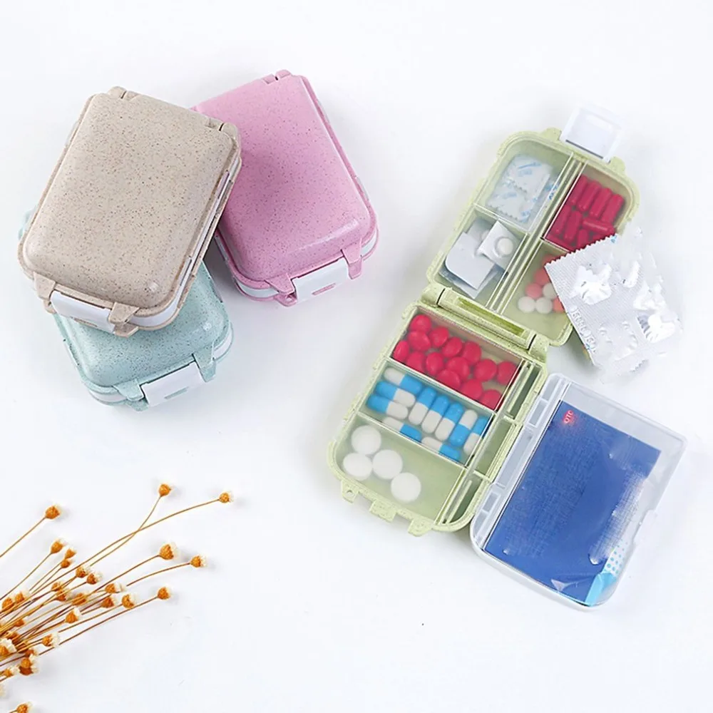 

Mini 7 Grids Portable Medicine Storage Box 7 Grids 7 days Weekly Pill Case Container Moisture Proof Pill Organizer for Travel