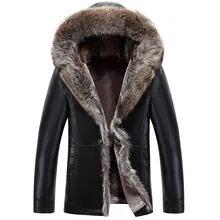 EMS,, натуральный меховой воротник, с капюшоном, Блузон Cuir Homme, выдерживает-40 градусов размера плюс, мужские зимние кожаные куртки